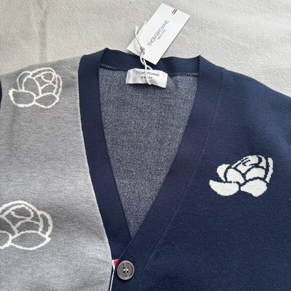 Thom Browne Cotton Birds And Flowers Cardigan - Picture 4 of 8